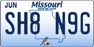 MO license plate SH8N9G