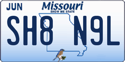 MO license plate SH8N9L