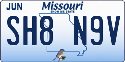 MO license plate SH8N9V