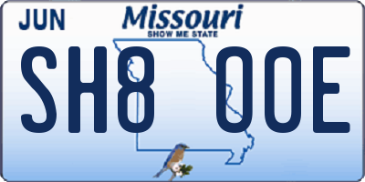 MO license plate SH8O0E