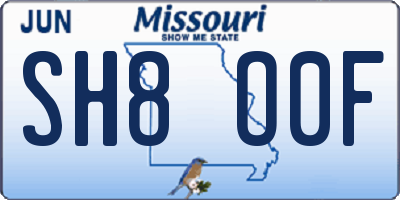 MO license plate SH8O0F