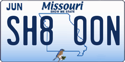 MO license plate SH8O0N
