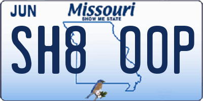 MO license plate SH8O0P