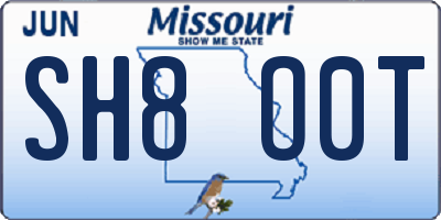 MO license plate SH8O0T