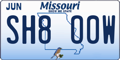 MO license plate SH8O0W