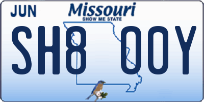 MO license plate SH8O0Y