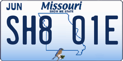 MO license plate SH8O1E