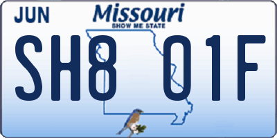MO license plate SH8O1F
