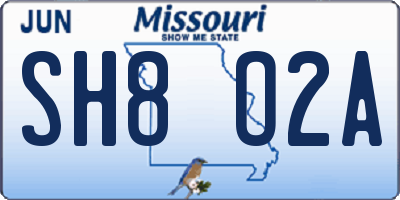 MO license plate SH8O2A