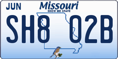 MO license plate SH8O2B