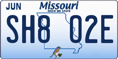 MO license plate SH8O2E