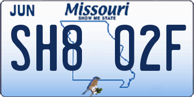 MO license plate SH8O2F