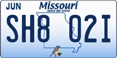 MO license plate SH8O2I