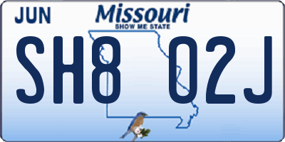 MO license plate SH8O2J