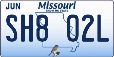 MO license plate SH8O2L