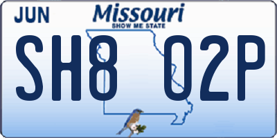 MO license plate SH8O2P