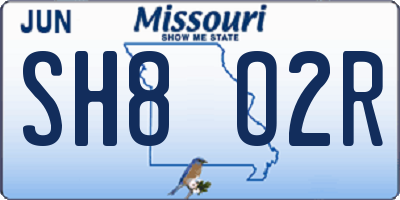 MO license plate SH8O2R