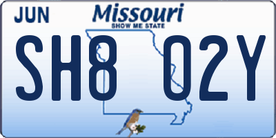 MO license plate SH8O2Y