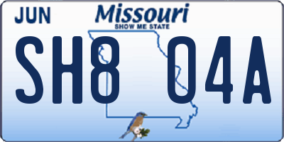 MO license plate SH8O4A