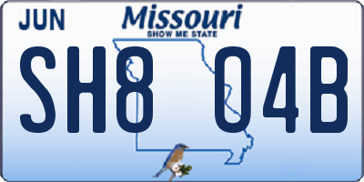 MO license plate SH8O4B