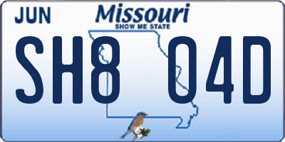 MO license plate SH8O4D
