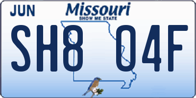 MO license plate SH8O4F