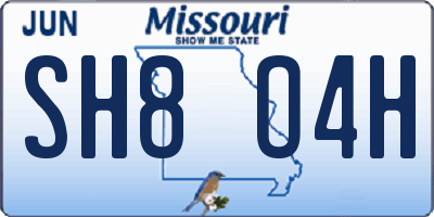 MO license plate SH8O4H