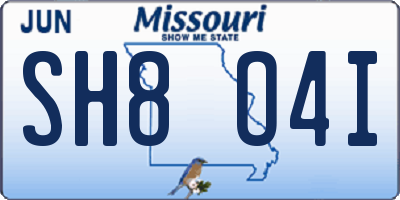 MO license plate SH8O4I