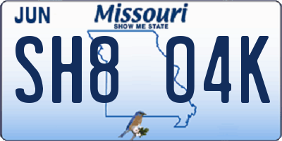 MO license plate SH8O4K