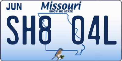 MO license plate SH8O4L