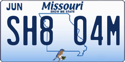 MO license plate SH8O4M