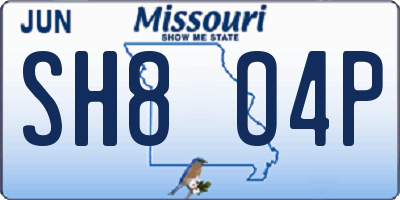 MO license plate SH8O4P