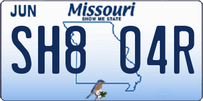 MO license plate SH8O4R