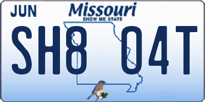 MO license plate SH8O4T