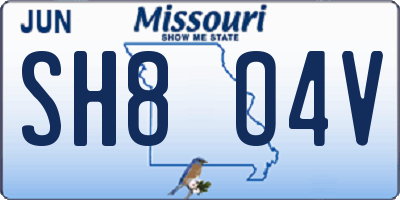 MO license plate SH8O4V