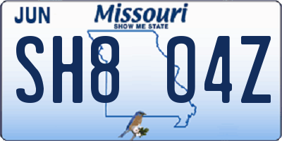 MO license plate SH8O4Z