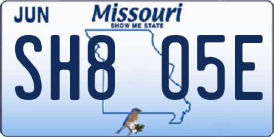 MO license plate SH8O5E