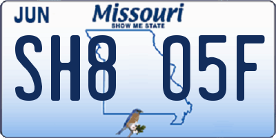 MO license plate SH8O5F