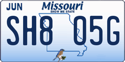 MO license plate SH8O5G