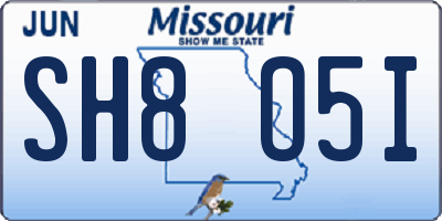 MO license plate SH8O5I