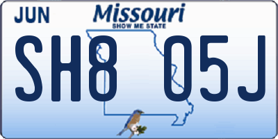 MO license plate SH8O5J
