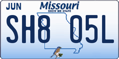 MO license plate SH8O5L