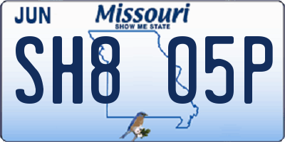 MO license plate SH8O5P