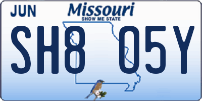 MO license plate SH8O5Y