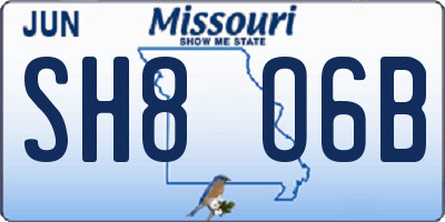 MO license plate SH8O6B