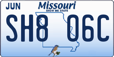 MO license plate SH8O6C