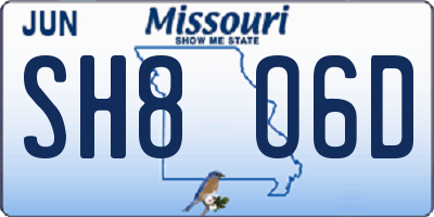 MO license plate SH8O6D