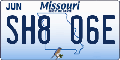 MO license plate SH8O6E