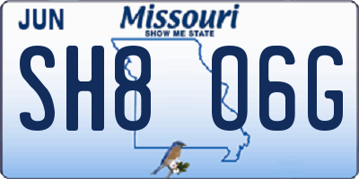 MO license plate SH8O6G