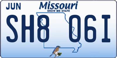 MO license plate SH8O6I